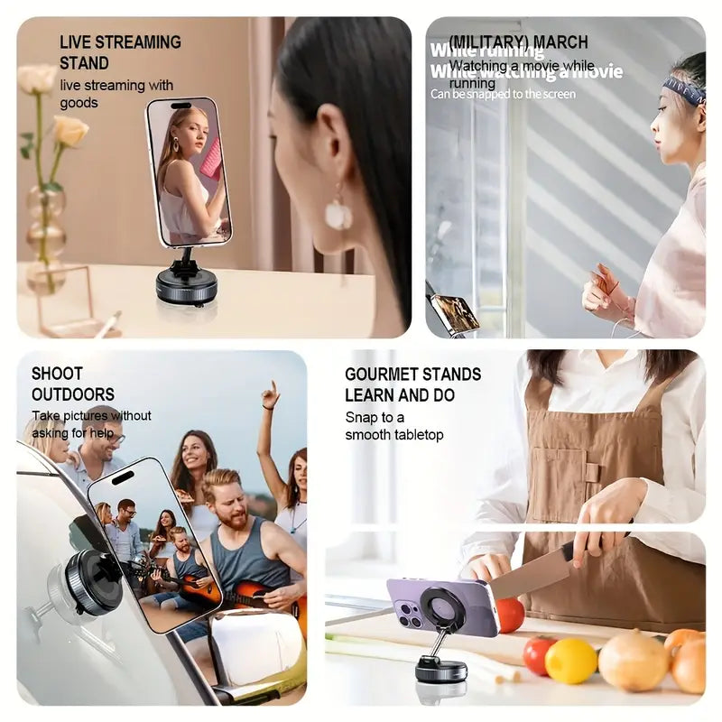 Haiyeasy Magnetic Fulcrum Phone Car Mount (สีขาว) - พับได้และเก็บได้ | ใช้งานได้กับ iPhone, Samsung และสมาร์ทโฟนทุกรุ่น | เหมาะสำหรับรถยนต์ ห้องอาบน้ำ โรงยิม และพื้นผิวเรียบ