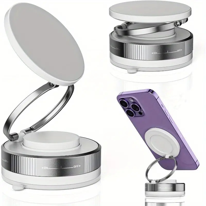Haiyeasy Magnetic Ring Phone Holder Car (สีขาว) - ที่วางโทรศัพท์แบบหมุนได้ 360° พับได้ | ใช้ได้กับ iPhone ซีรีส์ 12/13/14/15/16 และสมาร์ทโฟนทุกรุ่น | เหมาะสำหรับการถ่ายภาพ TK ในครัว/ยิม