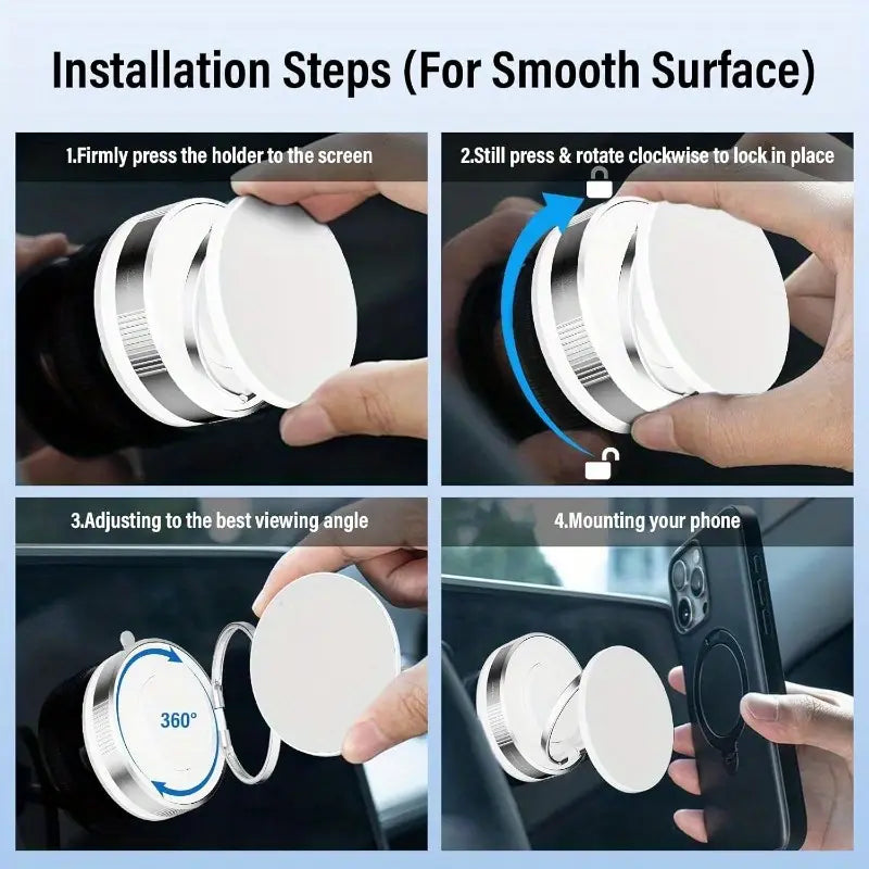 Haiyeasy Magnetic Ring Phone Holder Car (สีขาว) - ที่วางโทรศัพท์แบบหมุนได้ 360° พับได้ | ใช้ได้กับ iPhone ซีรีส์ 12/13/14/15/16 และสมาร์ทโฟนทุกรุ่น | เหมาะสำหรับการถ่ายภาพ TK ในครัว/ยิม
