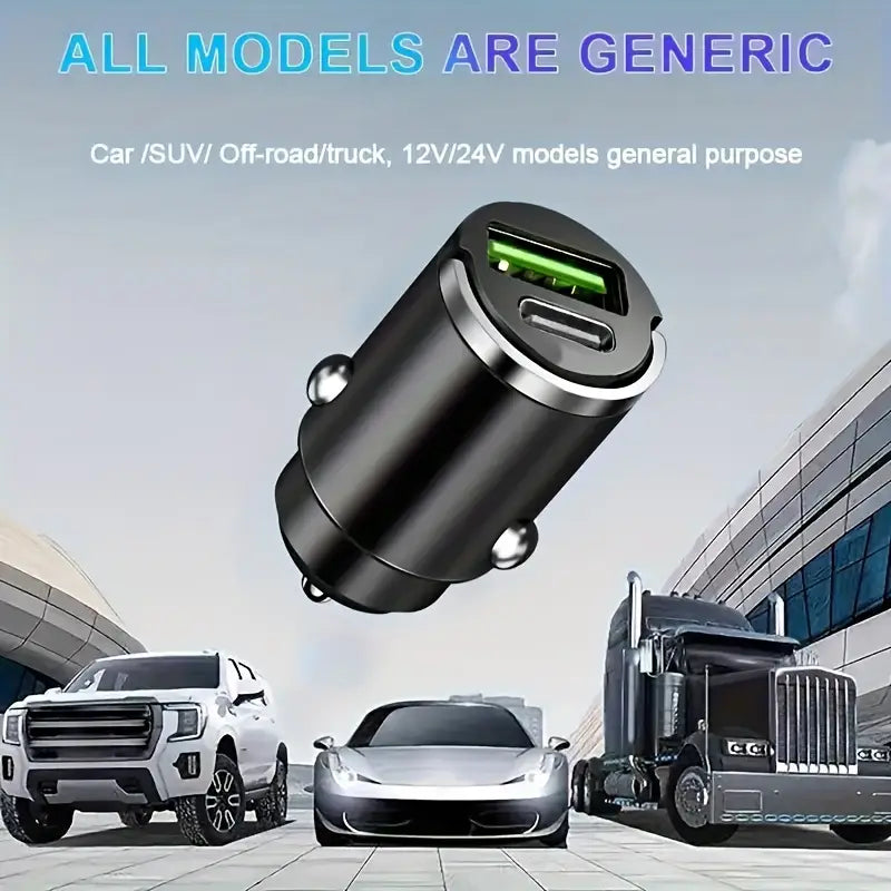 Haiyeasy Dual Port USB & Type-C Car Charger 2-Pack