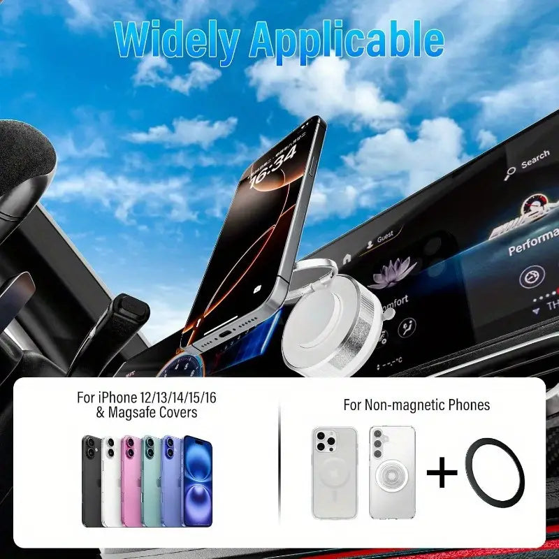 Haiyeasy Magnetic Ring Phone Holder Car (สีขาว) - ที่วางโทรศัพท์แบบหมุนได้ 360° พับได้ | ใช้ได้กับ iPhone ซีรีส์ 12/13/14/15/16 และสมาร์ทโฟนทุกรุ่น | เหมาะสำหรับการถ่ายภาพ TK ในครัว/ยิม