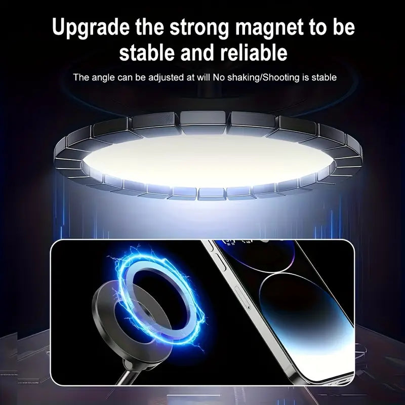 Haiyeasy Magnetic Fulcrum Phone Car Mount (สีขาว) - พับได้และเก็บได้ | ใช้งานได้กับ iPhone, Samsung และสมาร์ทโฟนทุกรุ่น | เหมาะสำหรับรถยนต์ ห้องอาบน้ำ โรงยิม และพื้นผิวเรียบ